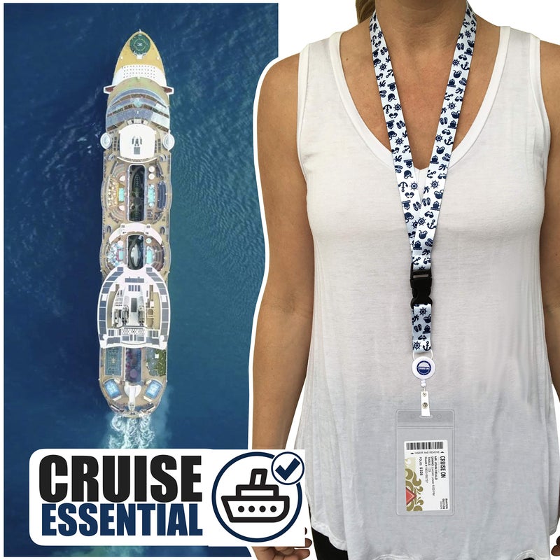 Cruise On Cruise Lanyard for Ship Cards â€“ 2-Pack Retractable Badge & Waterproof Key Card Holder for Ship Cards â€“ Cruise Essentials 2026-2027, Perfect for Travel & Vacation (White & Navy) - Image 2
